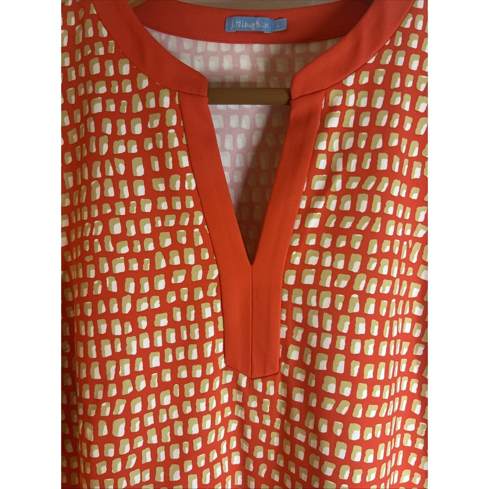 J Mclaughlin Catalina Cloth  Tunic Orange‎ 3/4 Sleeves L EUC - Picture 4 of 7